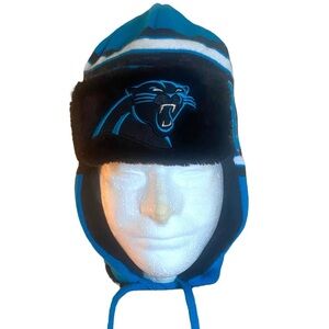 NFL CAROLINA PANTHERS FOOTBALL TRAPPER KNIT HAT Fur Lining OS fits XL Warm Cozy